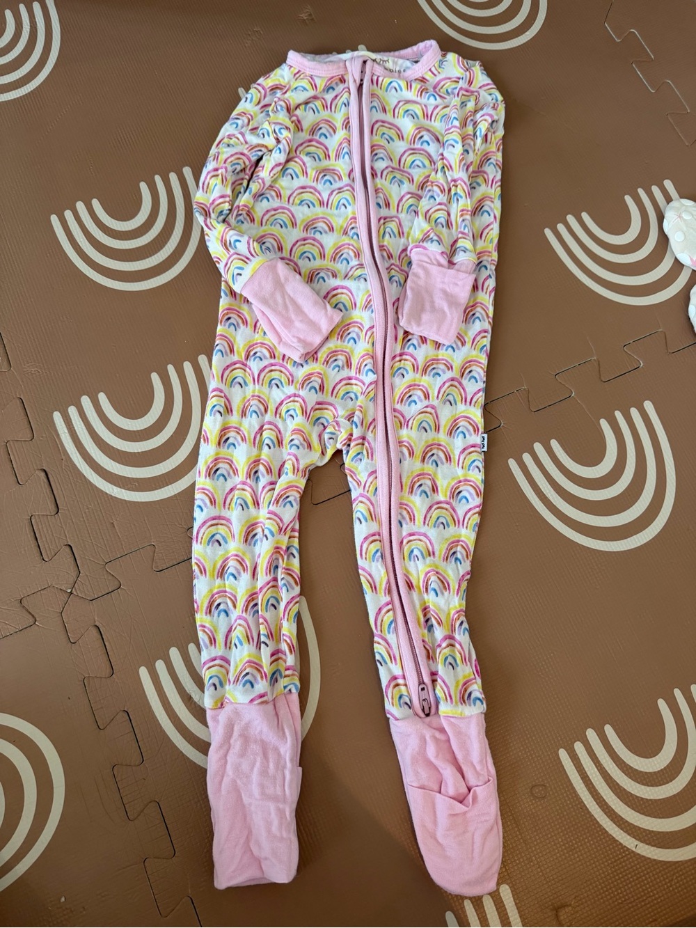 Little Sleepies Pink Rainbow Footed Pajama Sleeper